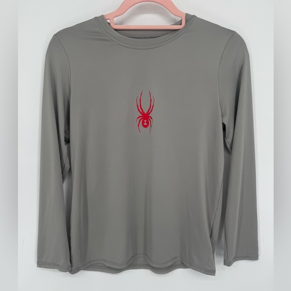 Spyder Grey and Red Long Sleeve Swim Shirt Boys Size Large